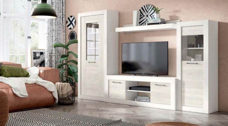 Mueble para salón de 291 cm en color blanco mate
